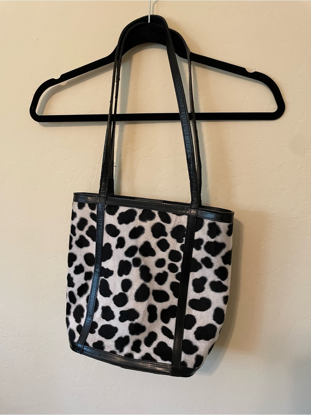 Maxx New York Black and White Cow Print Print Shoulder Bag